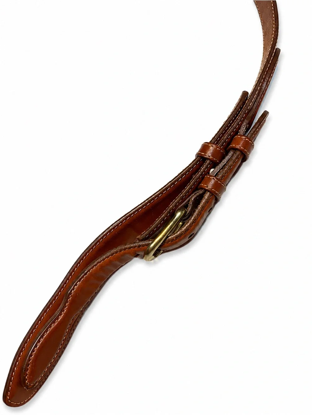 Lands' End Vintage Leather Ranger Belt featuring a distinct double-keeper 44